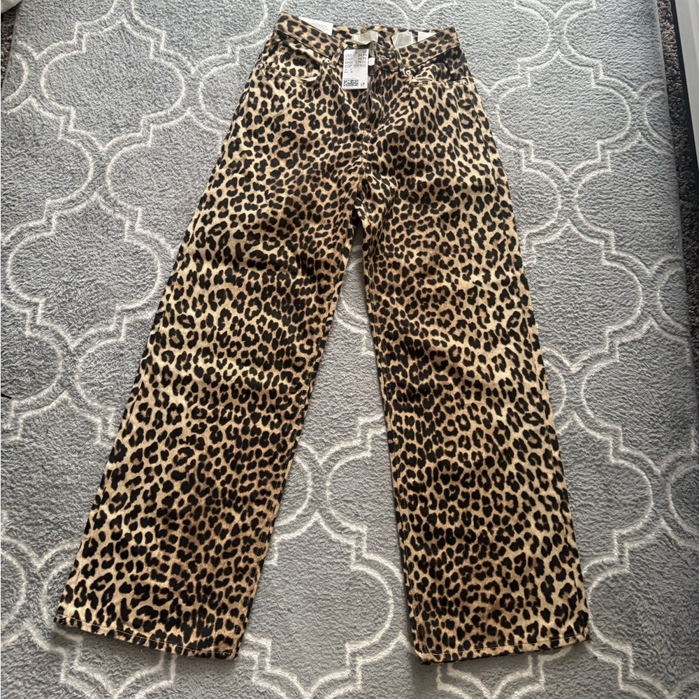 H&M Animal Print Wide Leg Jeans